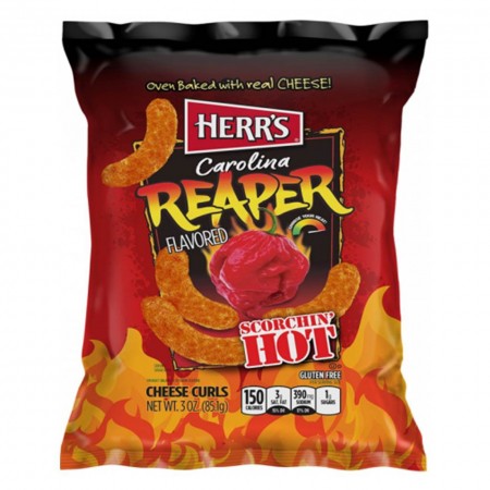 HERRS CAROLINA REAPER CHEESE CURLS ( 21 x 28,4g ) PUFF AL FORMAGGIO EXTRA PICCANTE 