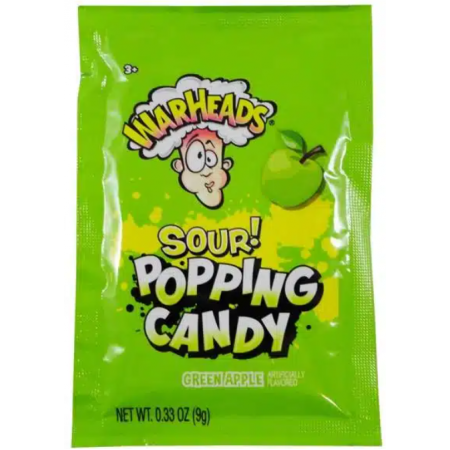 Warheads Sour Popping Candy Green Apple ( 20 x 9g ) caramelle scoppiettanti