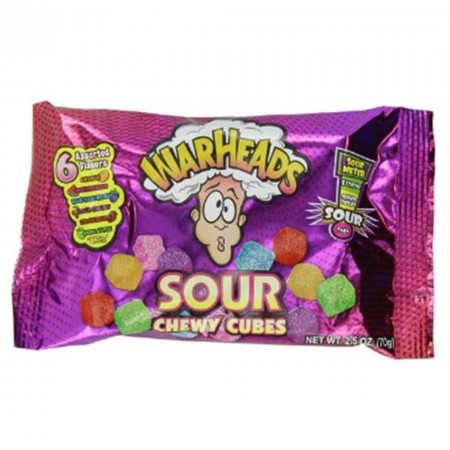 WARHEADS SOUR CHEWY CUBES ( 15 x 70g ) CARAMELLE MORBIDE ASPRE